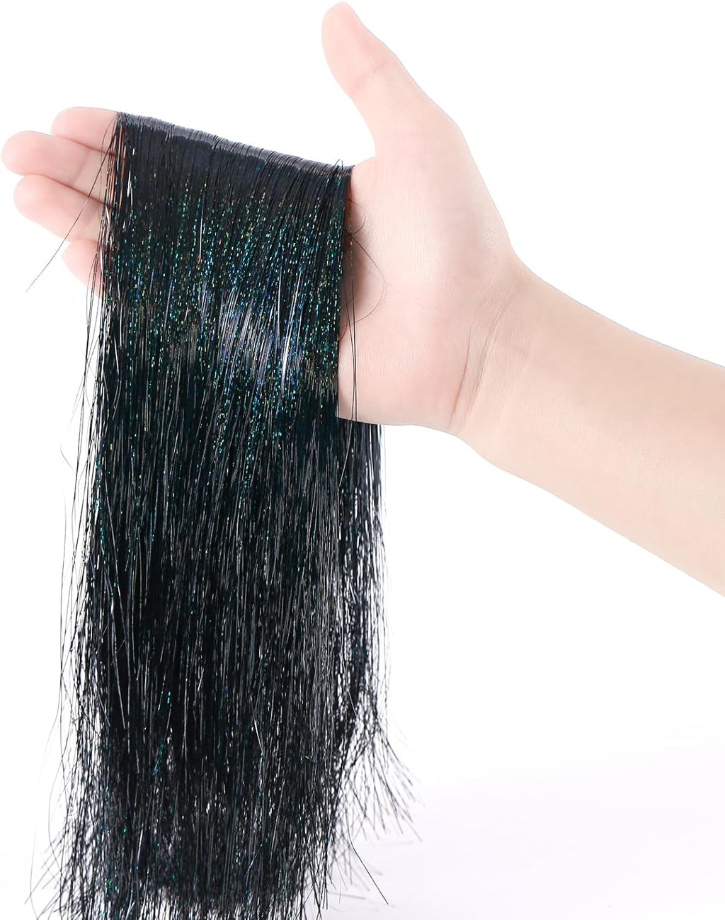 3000pcs Christmas Icicle Tinsel,18in Black Foil Fringe Tinsel Strand Icicle Tinsel Christmas Tree Tinsel for Christmas Holiday Decor Birthday Supplies