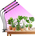 Tri-Head Clip Grow Light for Indoor Plants, Full Spectrum with 6/12/18H Timer, 5 Dimmable Levels, 3 Spectrum Modes & 360° Gooseneck for Seedlings, Houseplants, Succulents