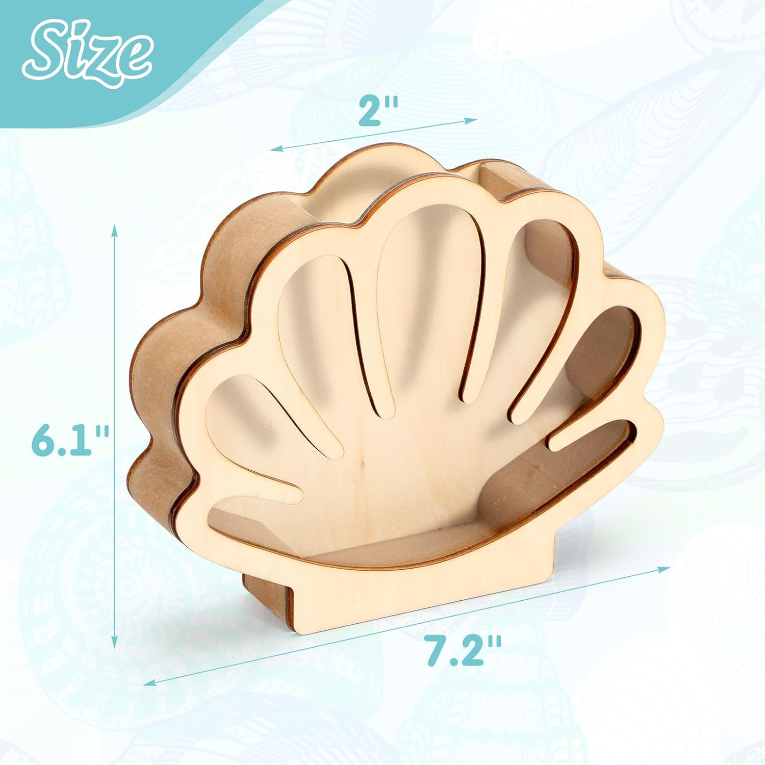 Xylolfsty Seashell Display Box Wooden Seashell Holder with Acrylic Panel Storage Box for Shells Sea Glass Small Starfish Shark Tooth Seashell Collection Box Home Decor Christmas Gift Birthday Present