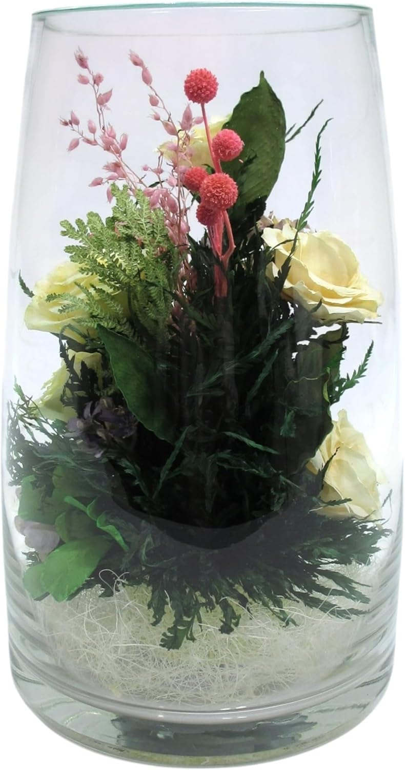 Fiora Flower | Preserved Roses & Floral Arrangement in Sealed Glass Vase | Lasts up to 5 Years | Elegant Gift for Weddings, Birthdays, and Anniversaries (Peach)
