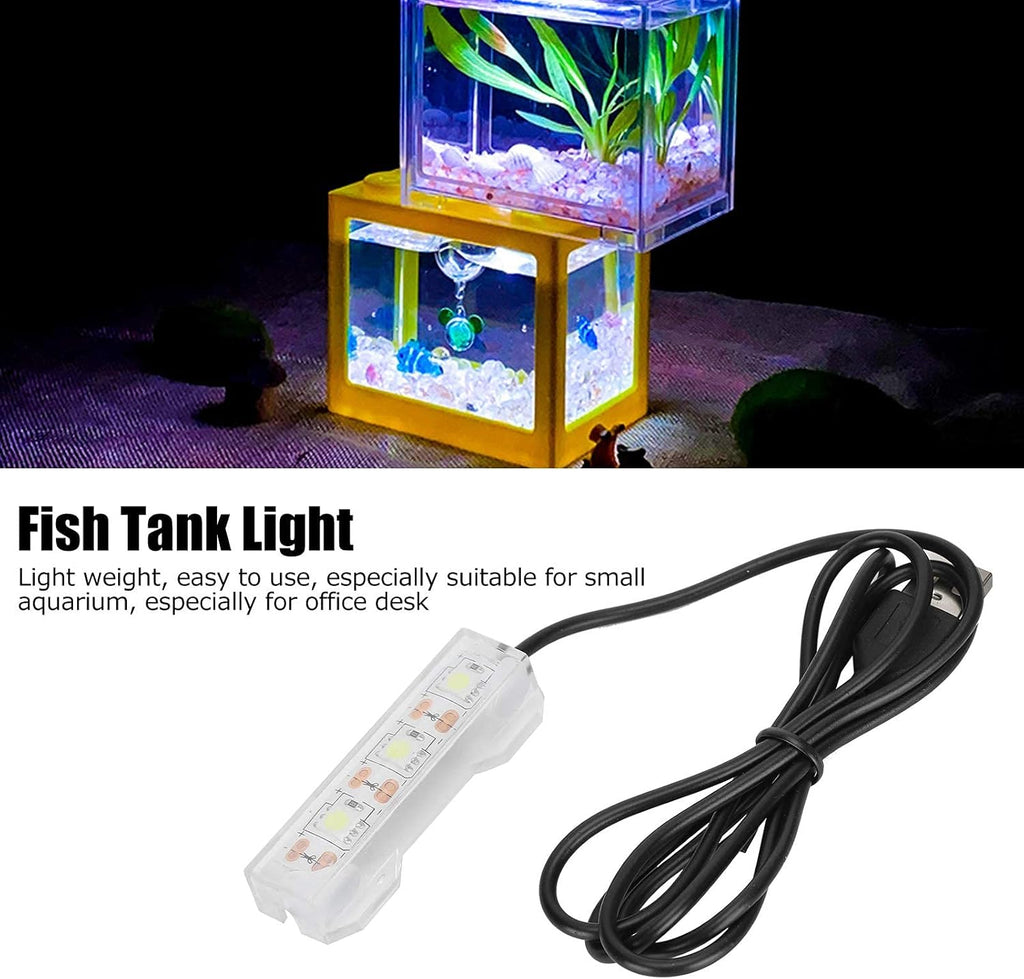 Small Aquarium Light, USB Fish Tank Light Water Plant Light Bar Desktop Mini Decoration LED Lamp for Office Desk Planted Freshwater Saltwater Betta Micro Landscape Daily Lighting Cold White