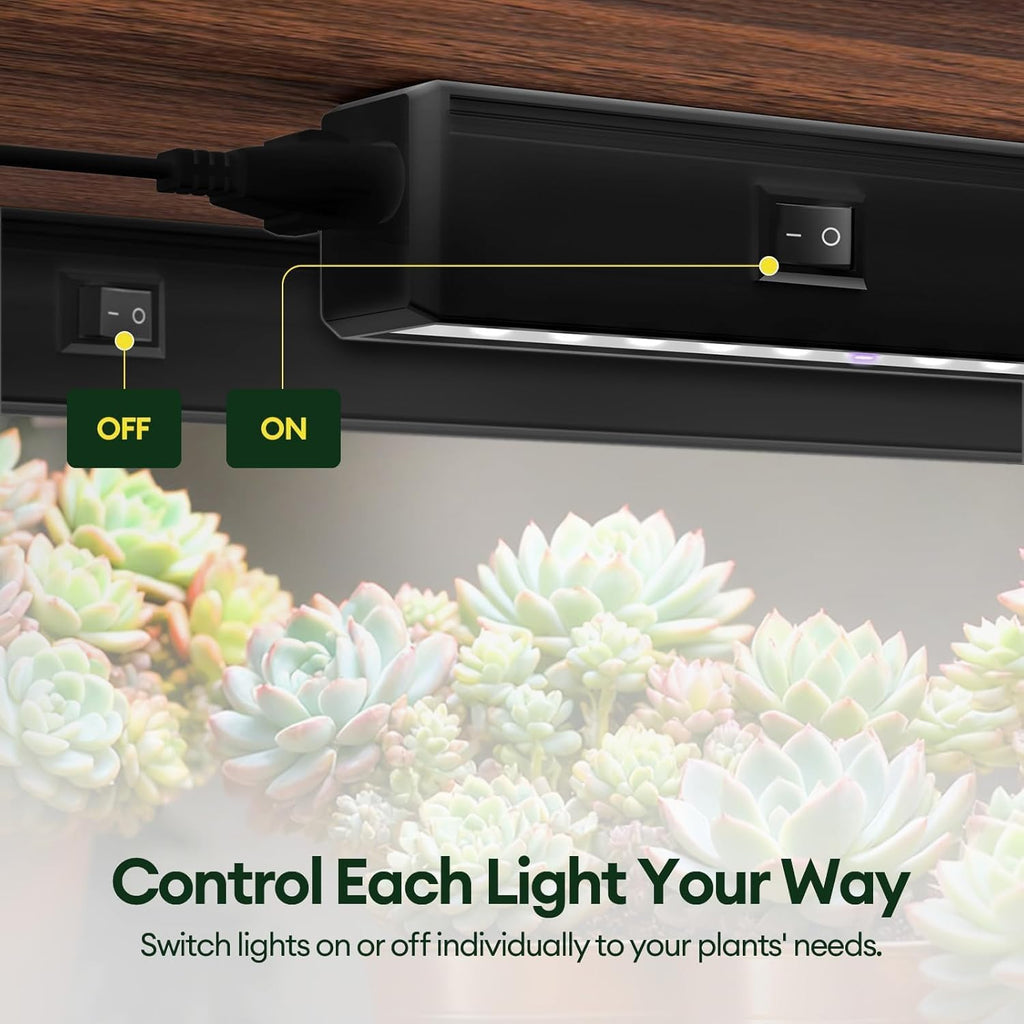 Grow Lights for Indoor Plants 2FT, Blue-Rich Full Spectrum 5000K Grow Light, 60W(4 x 15W), T5 LED Grow Light Strips for Succulents, High PPFD, Linkable, Black, 4-Pack