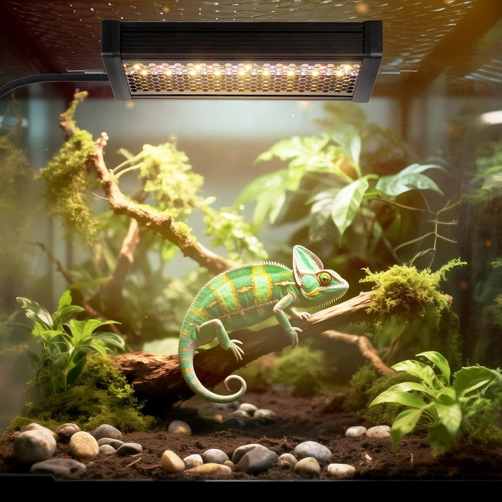 Reptile UVB Light & Heater Lamp, 18W UVA/UVB LED Reptile Light for Bearded Dragons, Chameleons, Turtles, Lizards, Geckos, Snakes, Adjustable Timer, Dimmable with 3 Lighting Modes
