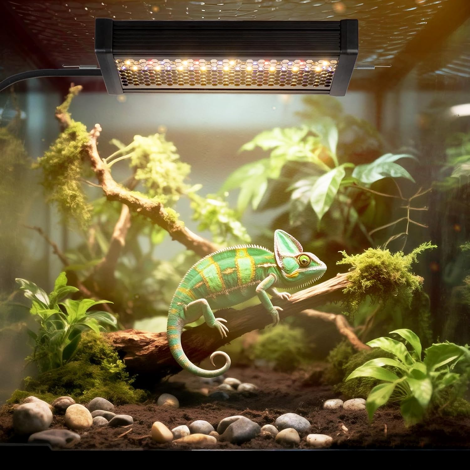UVB Reptile Light, 9W UVA UVB LED Heater Lamp Bar for Bearded Dragon, Turtles, Gecko, Snake, Lizard, Adjustable 6/10/12H Timer, Dimmable with 3 Lighting Modes