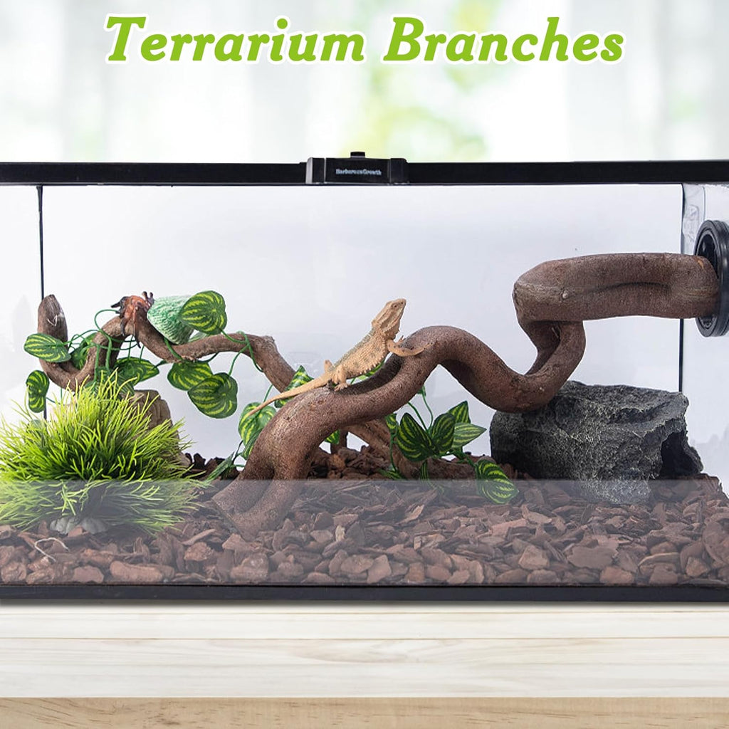Reptile Branches for Climbing Natural Snake Climb Branch 4 Pack Wood Forest Tree Trunk Decor Lizard Habitat Terrarium Decorations for Bearded Dragon Geckos Chameleon Frog