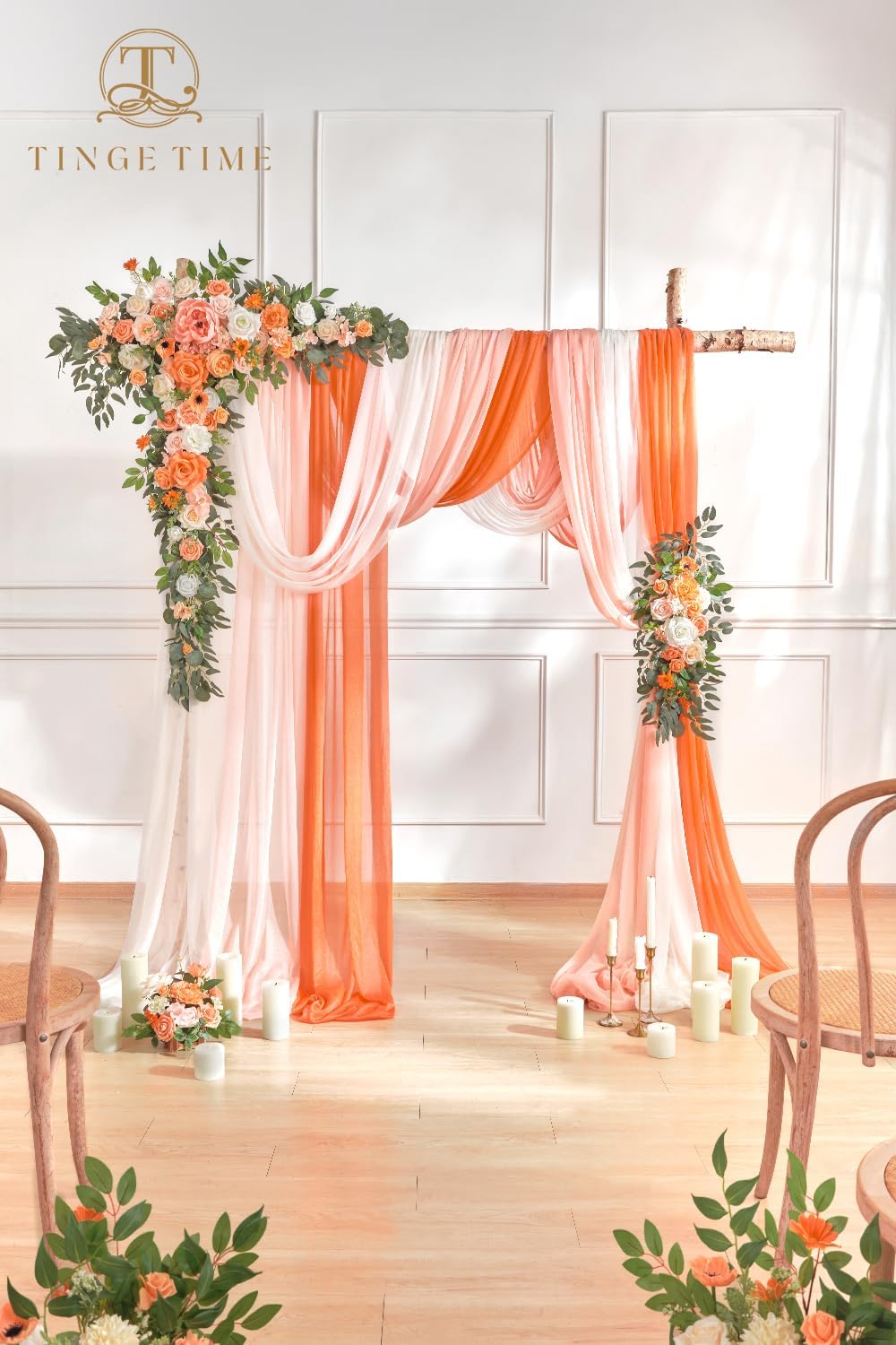 TINGE TIME Artificial Arch Flowers Kit Pack of 5, Wedding Decorations for Reception with Hanging Flowers, Wedding Arch Silk Floral Arrangements Ceremony Backdrop Bridal Shower Outdoor Party Decor