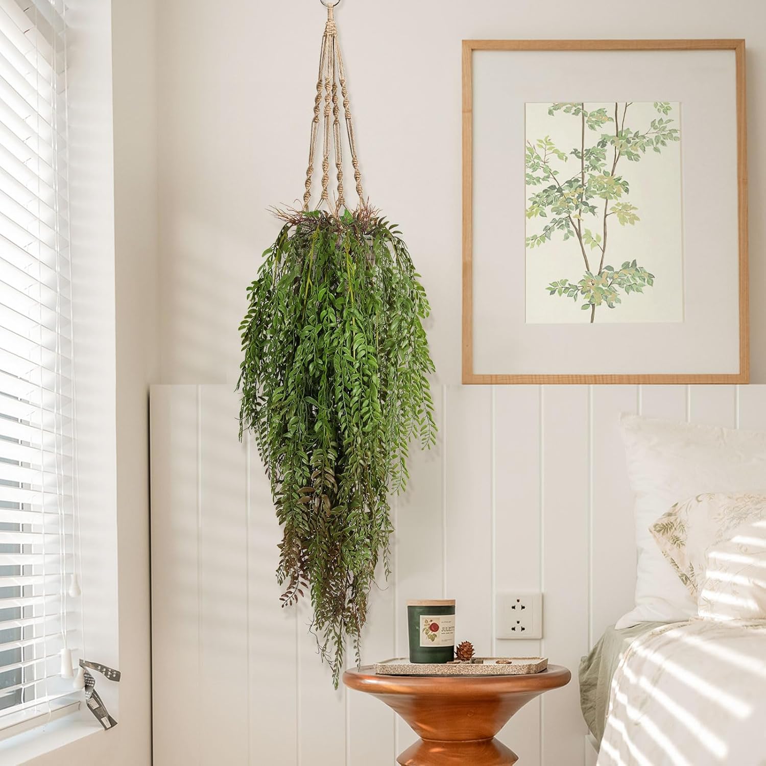RECUTMS 2 Pcs Fake Plants Hanging Artificial Hanging Plants Faux Ivy Vine Leaves Faux Plants Wall Greenery Home Garden Wedding Party Indoor Outdoor Decorations(Green Brown)