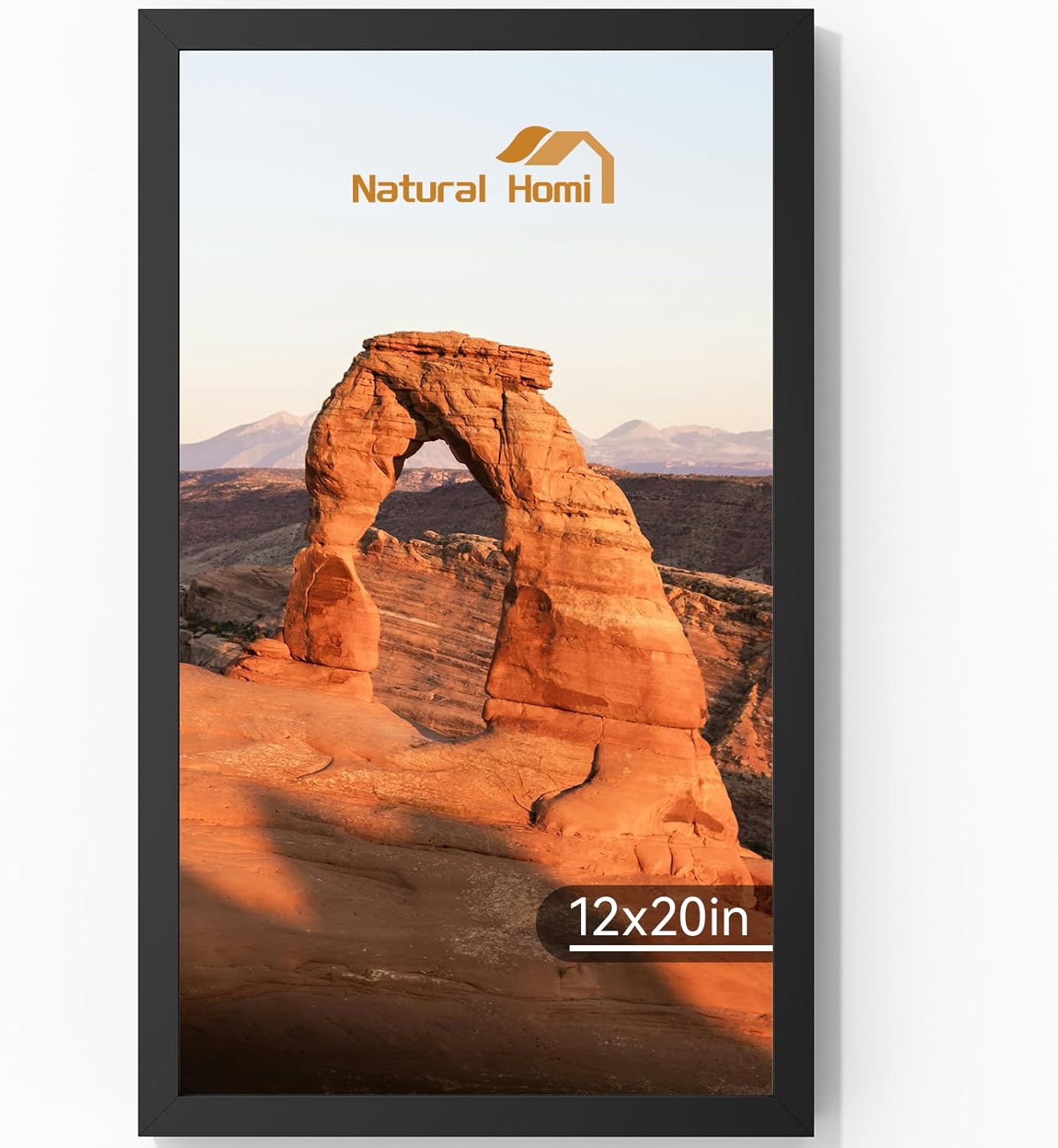 12x20 Aluminum Metal Picture Frame,Tempered Glass Black Panoramic Picture Frame 12x20, Thin Border 12 x 20 Poster Frame for Wall Mount Horizontal or Vertical