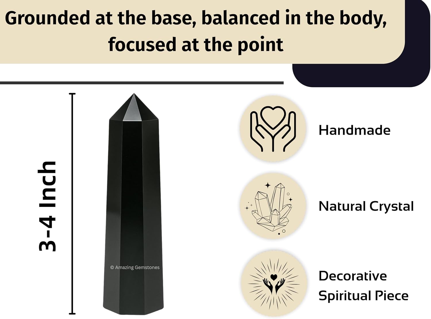 Amazing Gemstone Black Obsidian Crystal Towers ~ Natural Healing Crystal Point Obelisk for Reiki Healing and Crystal Grid (3- Inch)
