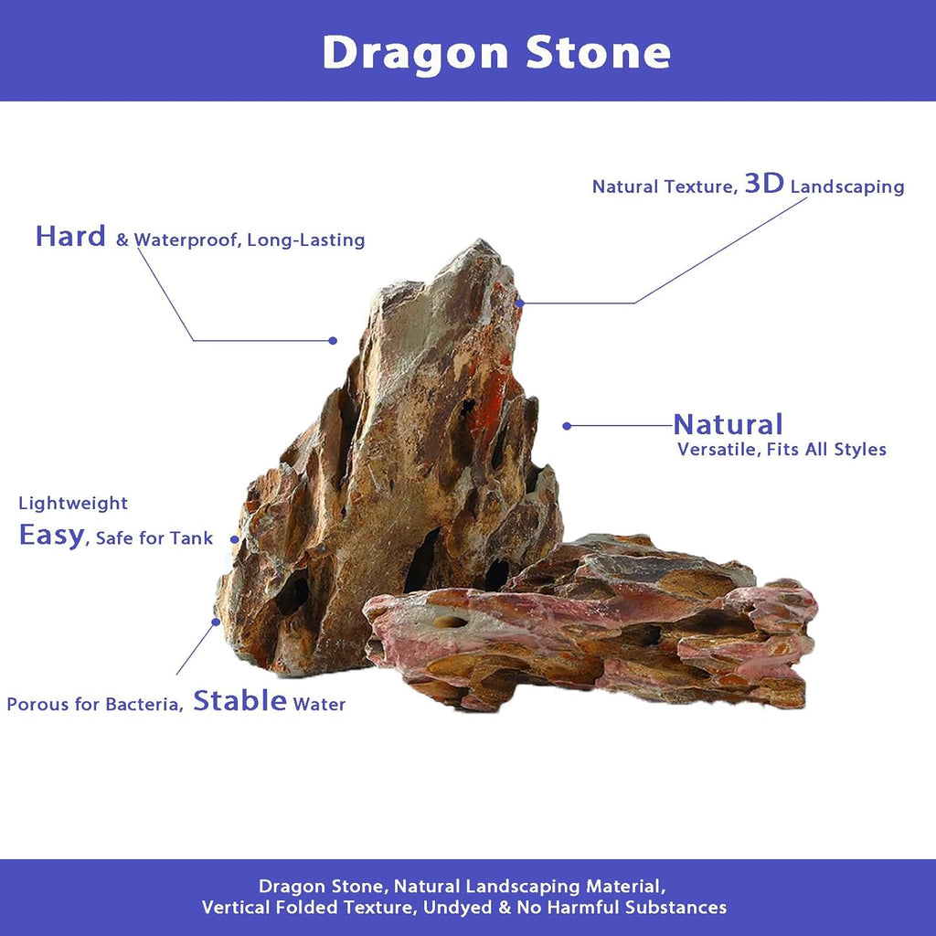 Natural Stone Aquarium Rocks Dragon Stone Rock 2-6 inches Rocks for Aquariums,Fish Tank Decoration & Landscaping Models-10lb