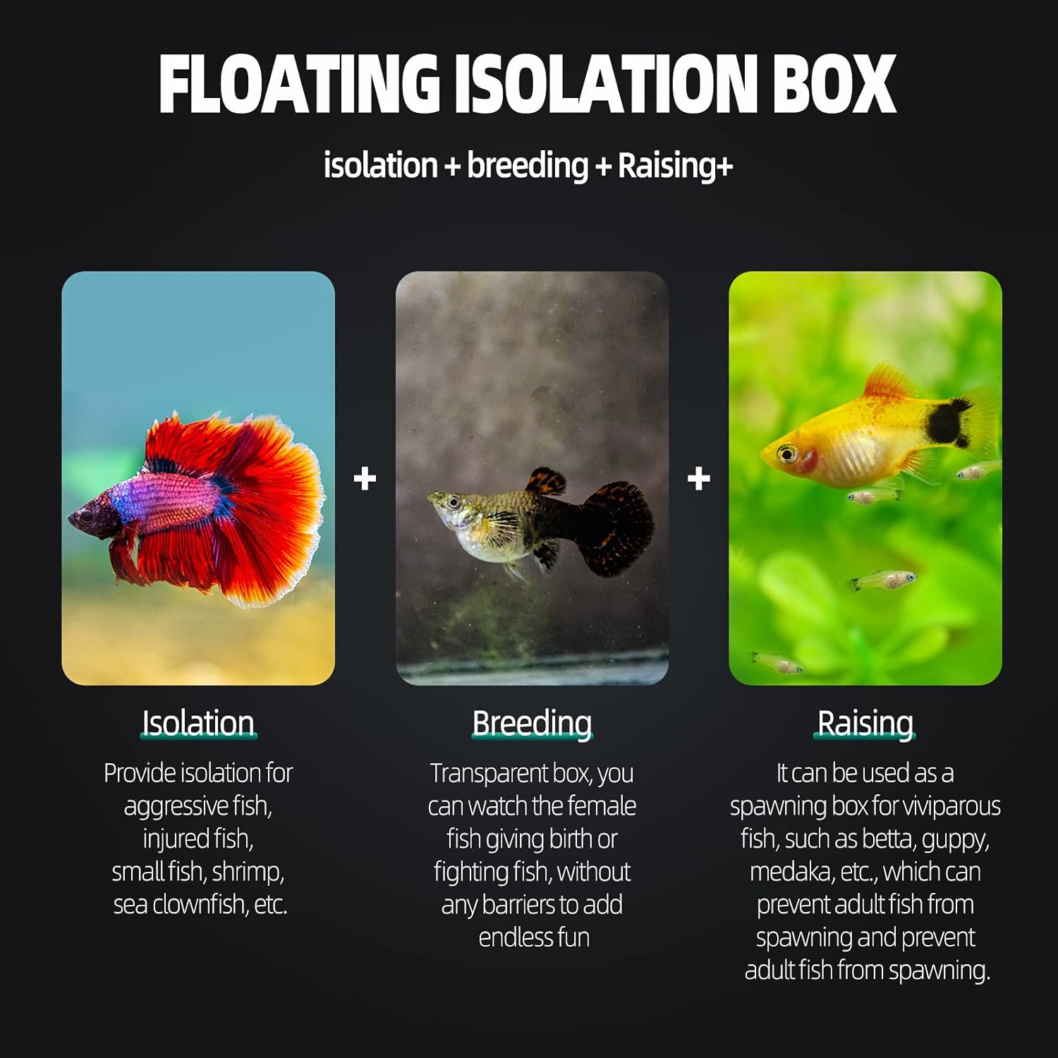 Breeding Box for Fish Tank, Aquarium Hatchery Incubator Breeder Box, Isolation Divider Hatching Boxes for Small Baby Fishes Shrimp Clownfish and Guppy