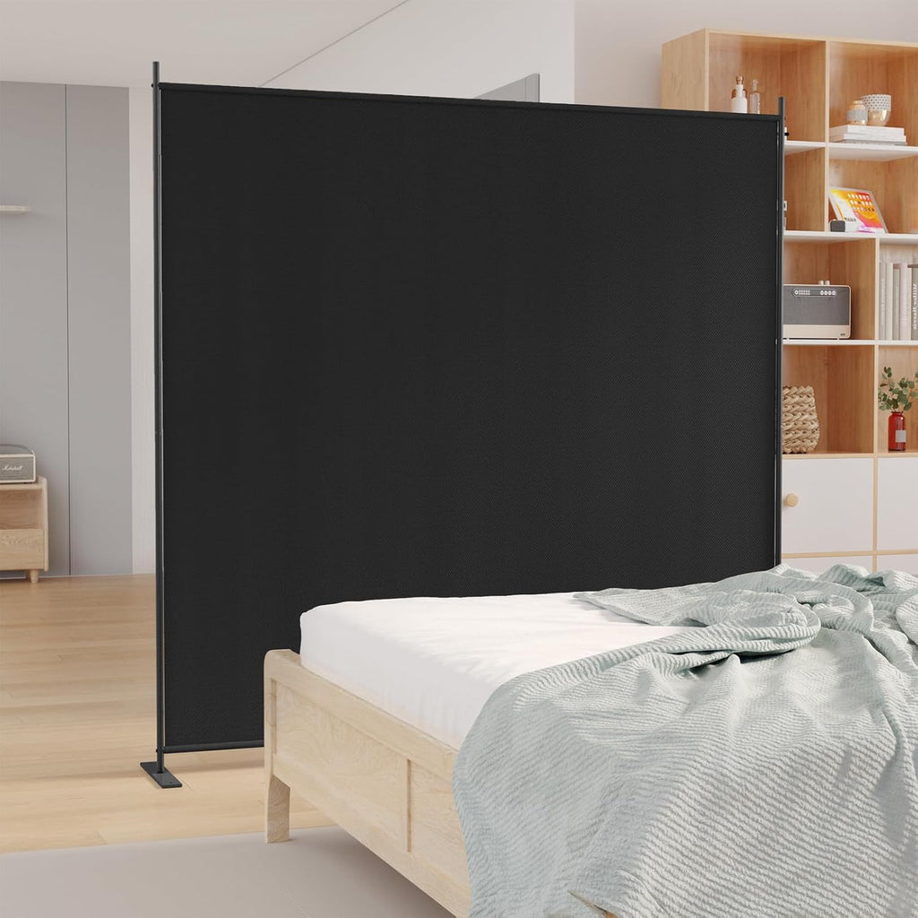 C-Hopetree 1 Panel Room Divider, 6 Ft Tall Indoor Folding Privacy Screen, Portable Partition Separator, Freestanding Separation Temporary Wall for Office, Bedroom, 71" W X 71" H, Black