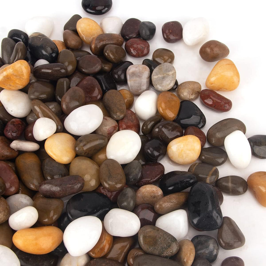 CFKJ [18 Pounds] Aquarium Gravel River Rock, Natural Polished Decorative Gravel,Garden Outdoor Ornamental River Pebbles Rocks, Polished Pebbles, Mixed Color Stones for Landscaping Vase Fillers (18.1)