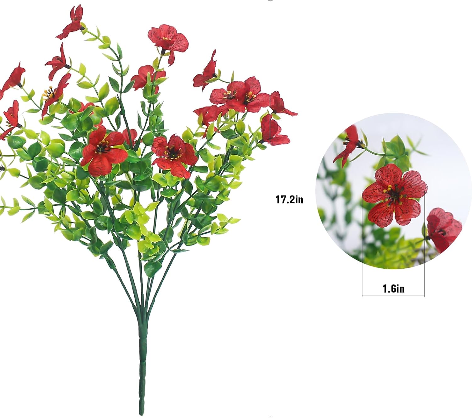 Red Artificial Outdoor Flowers 12 Bundles Silk Fake Daisy Plants Outside Realistic Garden Decor for Patio, Yard, and Landscaping (Red Daisy)
