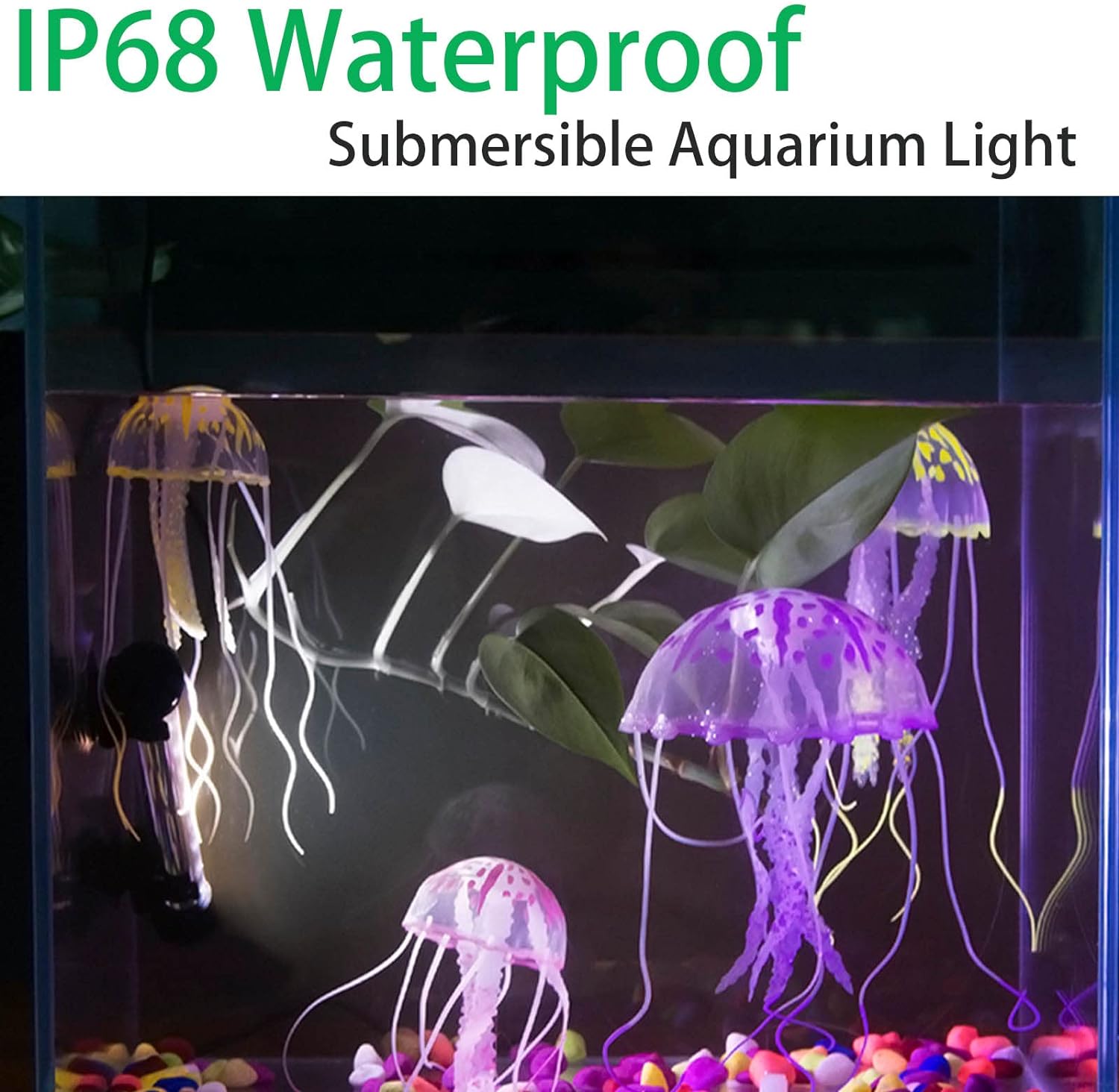 LED Aquarium Lights Fish Tank Light Underwater RGB Color Changing Brightness Adjustable Memory IP68 Waterproof Submersible LED Light Strip bar for Fish Tank, 27 inch