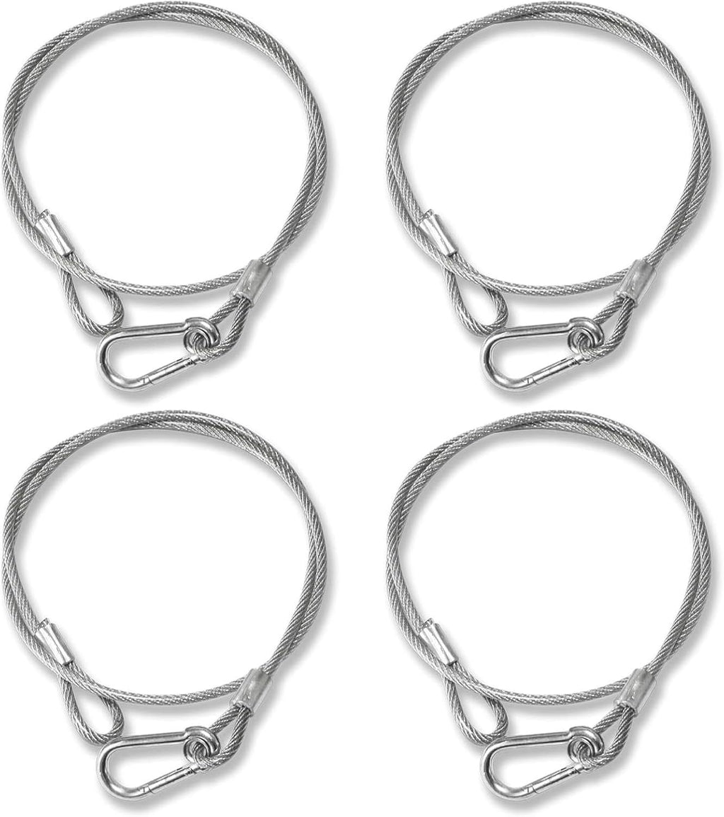 4Pack Lighting Safety Chain Cable Truss Clamps for Lights, Silvery Stainless Steel Lanyard Stage Lights Safety Chains, Security Cable with Loops（Diameter 4mm/0.16'',Length 85cm/34'',Load 60lb