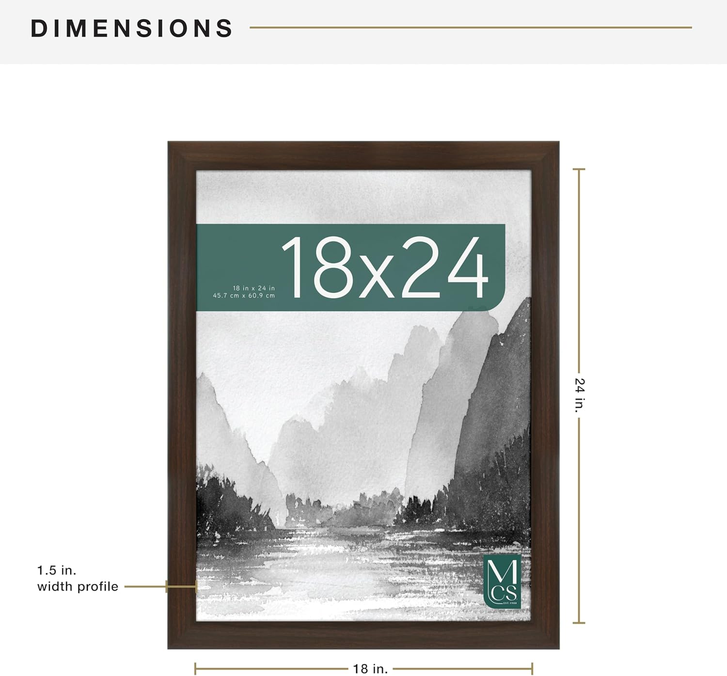 MCS Museum Poster Frame 18x24 Espresso Woodgrain, Vertical & Horizontal Wall Hanging Large Picture Frame for Photos, Posters & Art Prints (1-Pack)