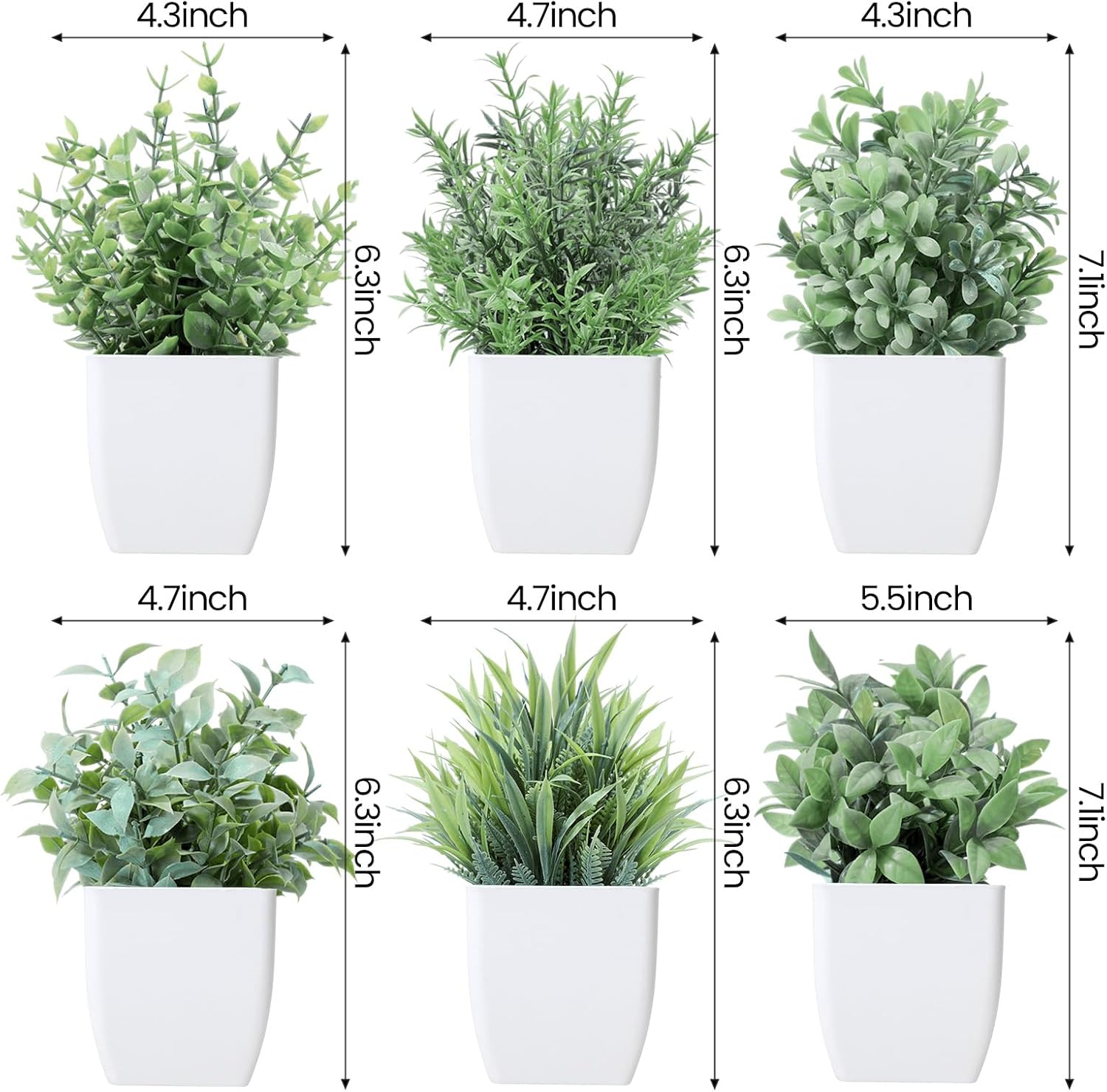 Unittype 12 Pcs Fake Plants Small Artificial Faux Plants for Shelf Mini Plastic Potted Greenery for Home Office Desk Bathroom Bedroom Indoor Decor (Gray)