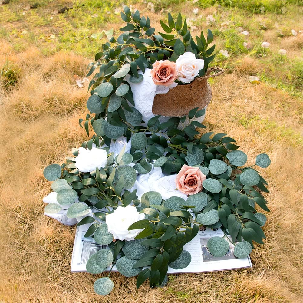3Pcs Fake Eucalyptus Vines, 6.5FT Silk Ivy Garland, Odorless Lush Green Leaves Artificial Hanging Plants, Boho Forest Greenery Decor for Home, Classroom, Wall,Party, Wedding Decoration