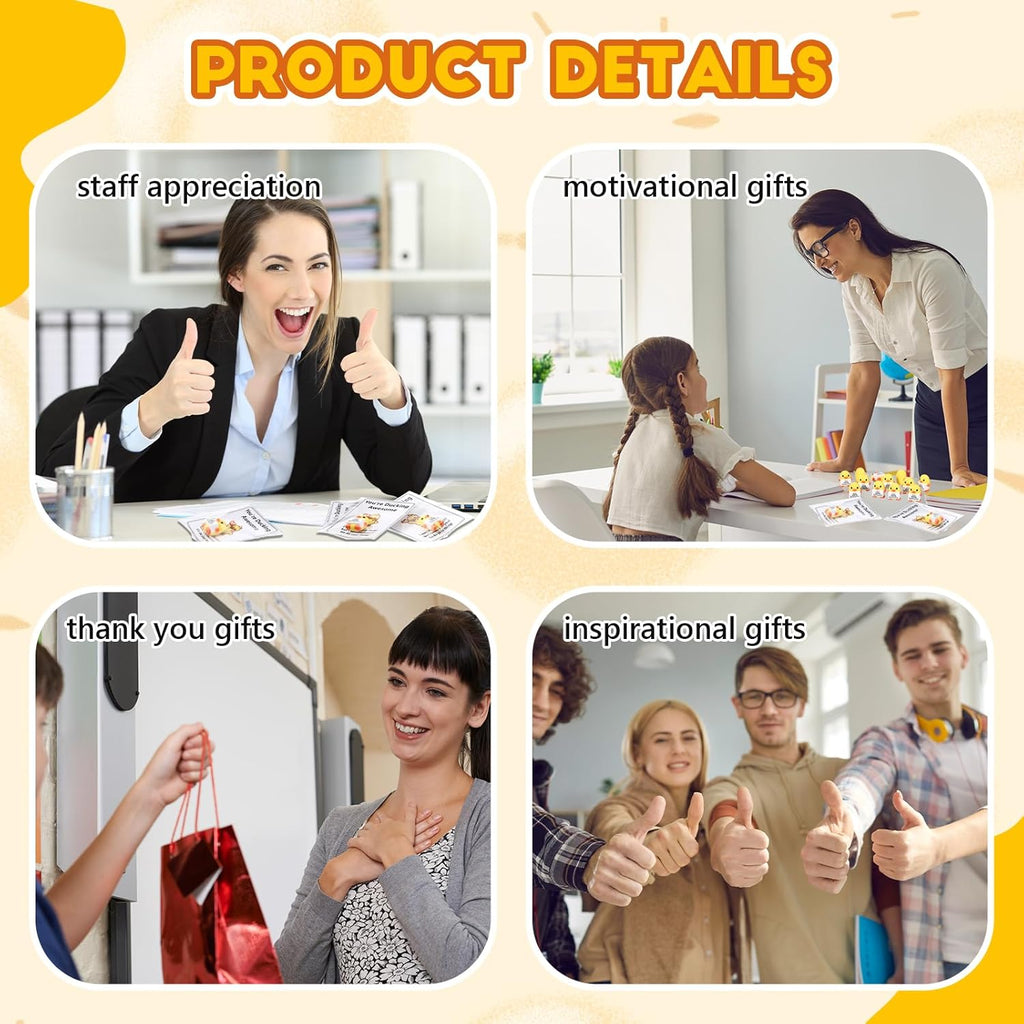Gejoy 75 Pcs Support Duck Gift Set Include 25 Mini Rubber Duck 25 Motivational Card 25 Package Bag Positive Inspirational Gifts for Employee Coworker Staff Teacher Team Friends
