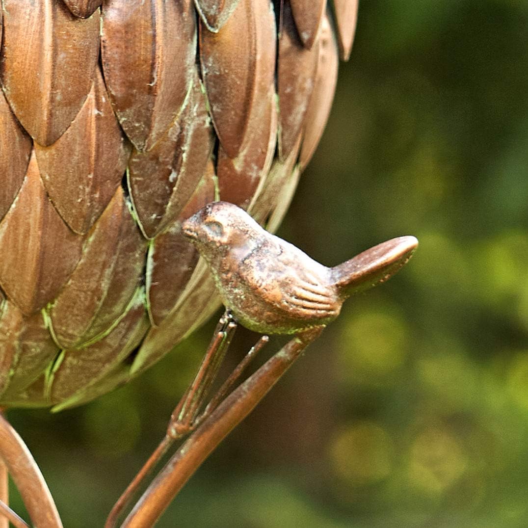 Copper Colored Birdhouse Garden Stakes (Artichoke)