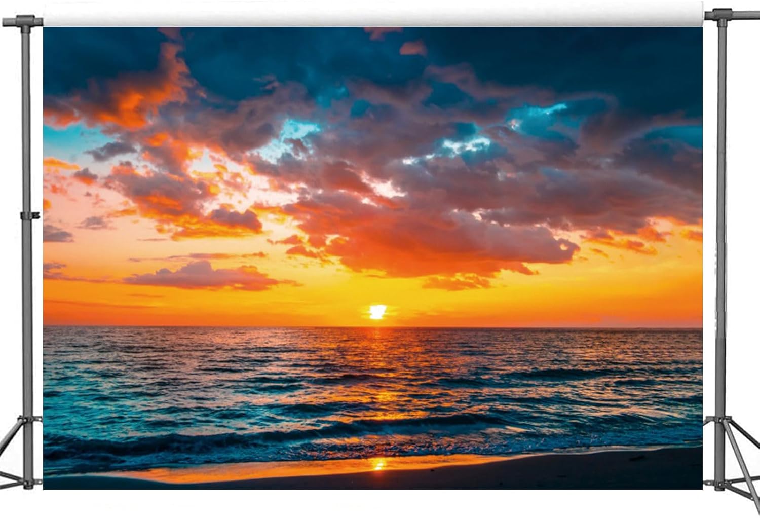 Yeele 10x6.5ft Seaside Sunset Backdrop Summer Beach Sunrise Scenery Photography Background Ocean Fire Clouds Dusk Landscape Home Decoration Wallpaper Portrait Photo Studio Props