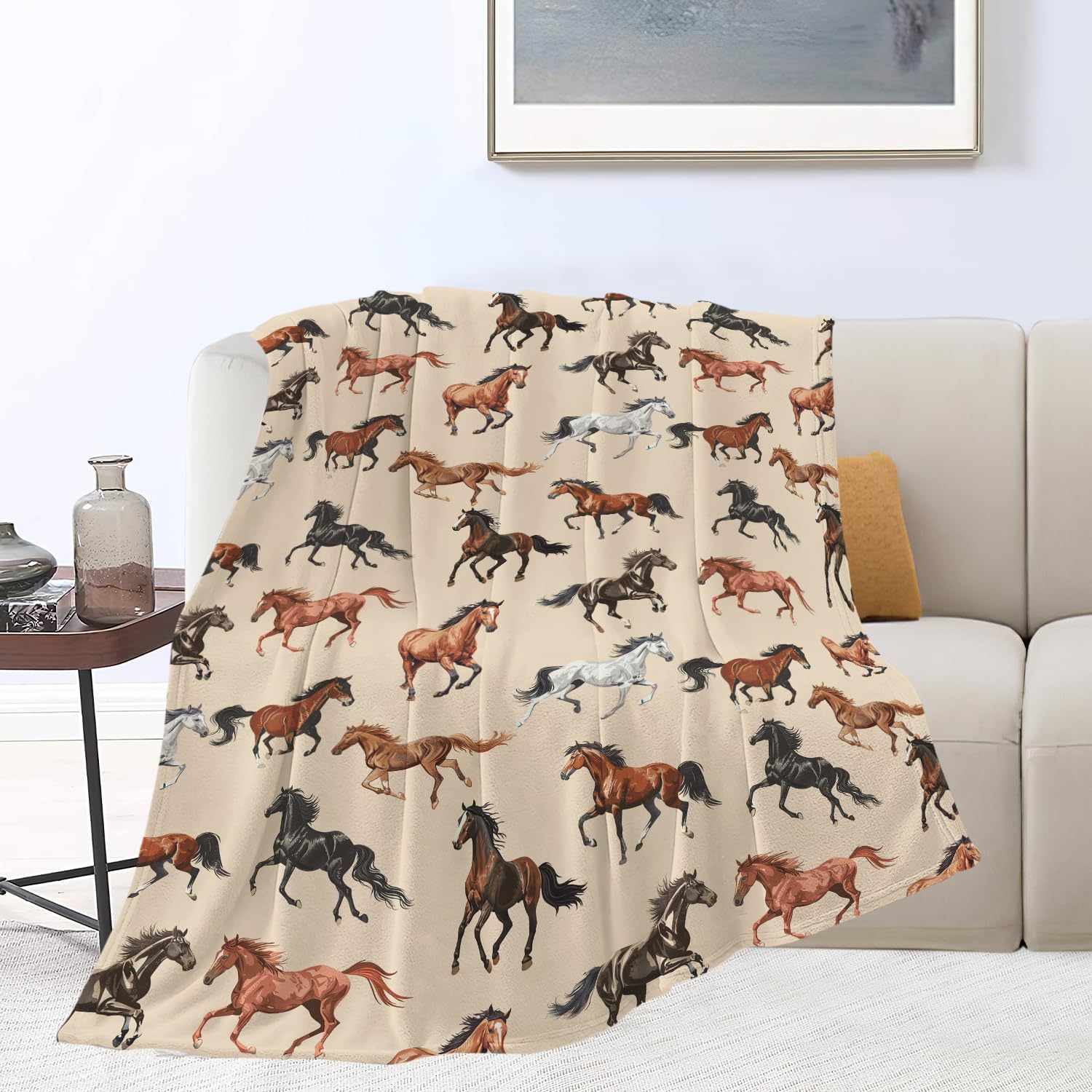 Horse Blanket Horse Throw Blanket Gifts for Girls Boys Kids Adults Women Men Super Soft Cozy Plush Fluffy Fuzzy Fleece Blanket Home Decor 50''X60''