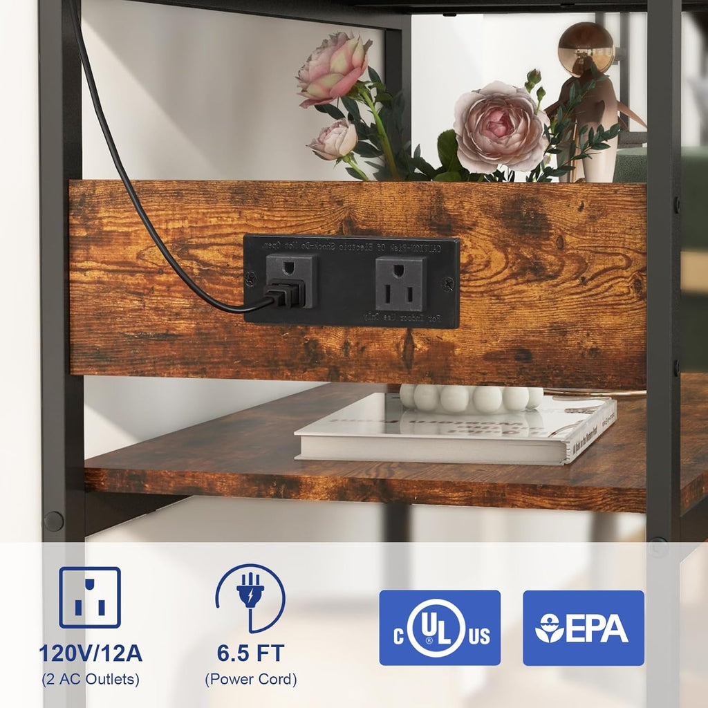 Livofloral 20-29 Gallon Fish Tank Stand With Power Outlets, 3-Tier Metal Aquarium Stands, Breeder Reptile Tank Stand with Shelf for Home Office, 660LBS Capacity, 29.5 x 15.8 x 30.1 inches, Brown