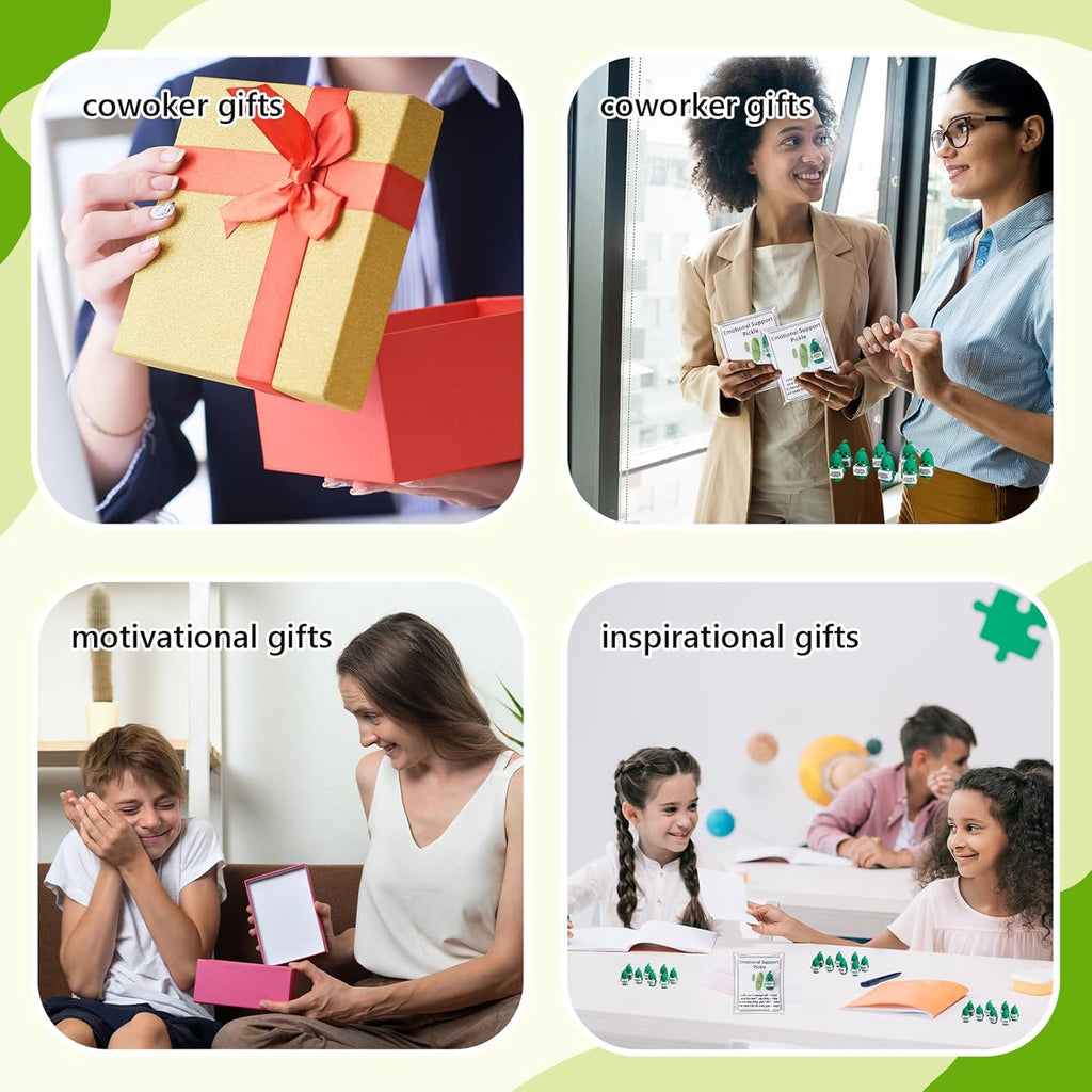 Gejoy 75 Pcs Inspirational Pickle Gifts Set Include 25 Mini Rubber Pickle Toys 25 Motivational Card 25 Package Bags Positive Emotional Support Gifts for Employee Coworker Staff Teacher Team Friends