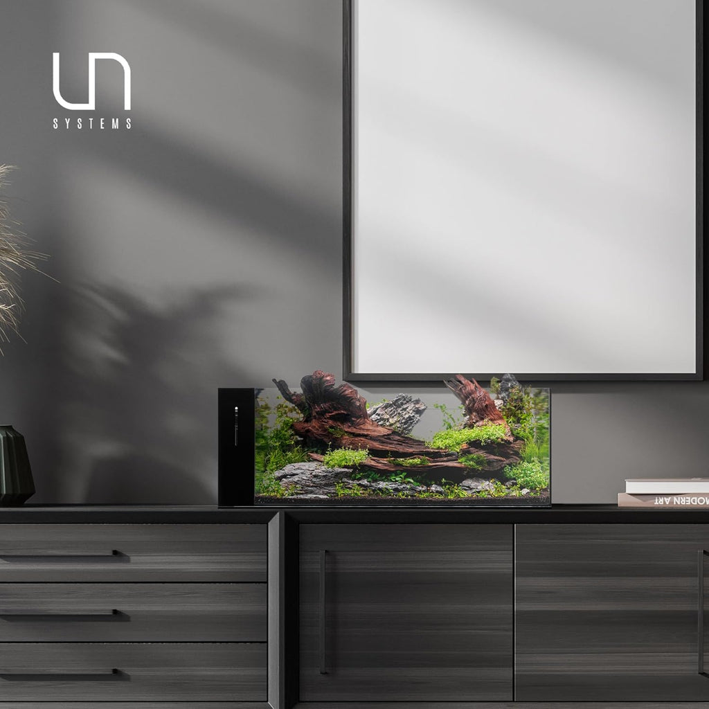 Ultum Nature Systems Dual AIO - Freshwater/Saltwater Compatible All in One Rimless Tank with Triple Chamber Filtration System, Integrated Filter Aquarium w/Leveling Mat - 21 Gallon, 90LA, Black