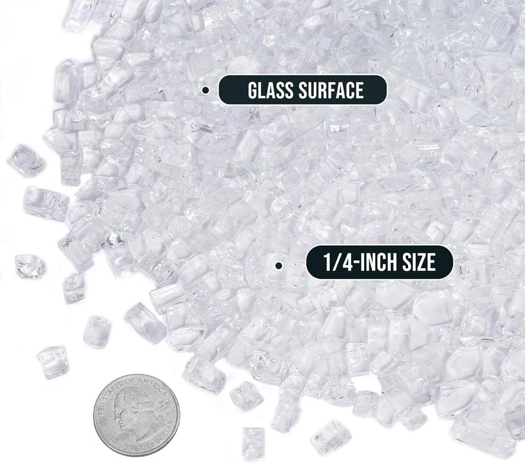 Skyflame High Luster 10-Pound Regular Fire Glass for Fire Pit Fireplace Garden Landscaping Platinum 1/4" Size