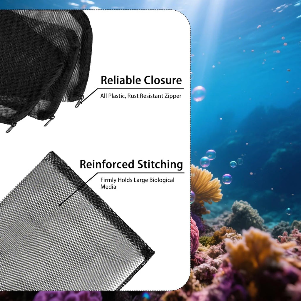 600 Pcs Bio Filter Balls with 6 Pieces Filter Media Bags Mesh Bags with Zipper 1.02 Inch Black Internal Bioballs Filter Media for Pond Fish Tank Aquarium