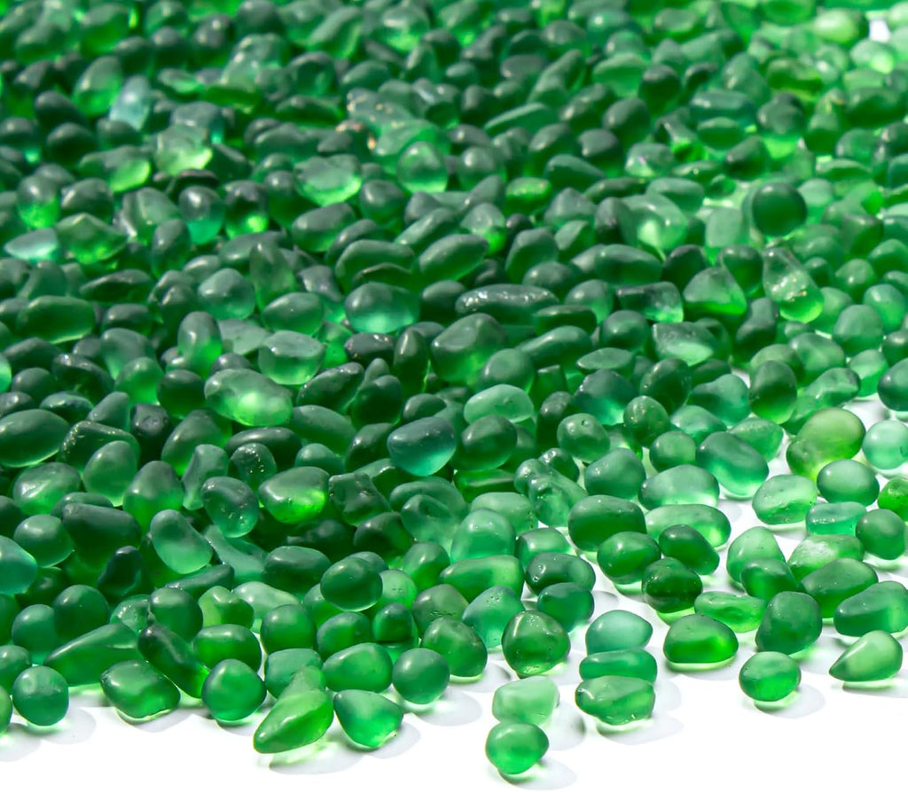 Keedolla 3 Lb Green Fish Tank Gravel Aquarium Frosted Glass Rocks, 6-9mm Mini Fish Tank Pebbles Stones Marbles for Vase Fillers, DIY Crafts and Succulent Plants Decor