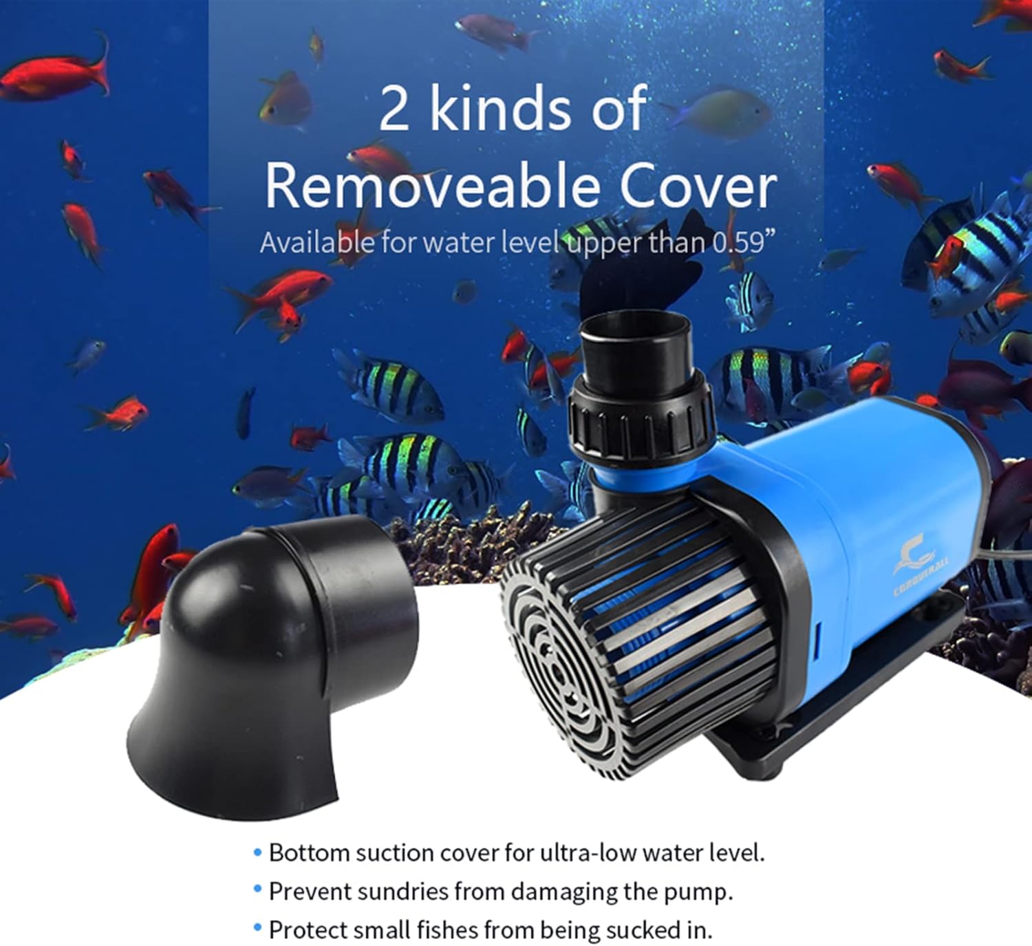 CONQUERALL 1580GPH 30W 16.0ft DC Controllable Pump CHS-6000 Durable Pump Wave Submersible and Inline for Marine Coral Reef Tank Sump Circulation