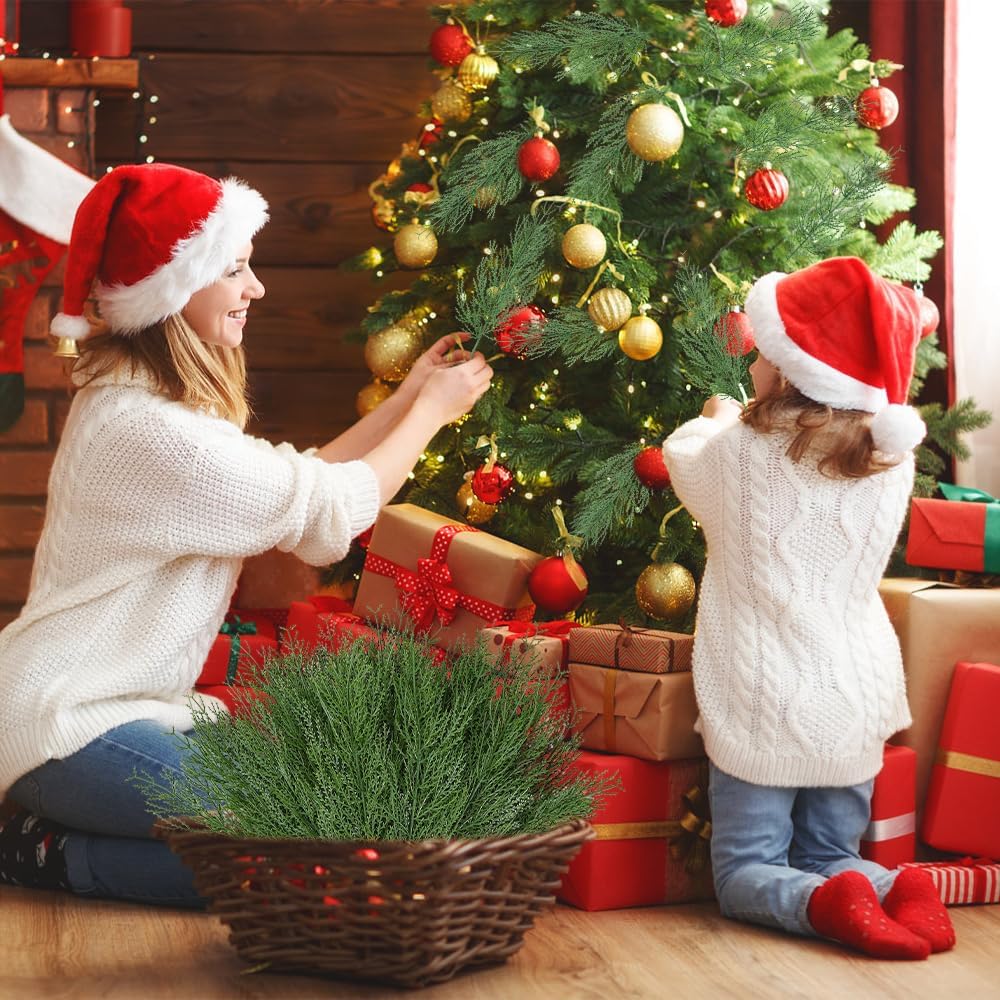 50 PCS Artificial Pine Branches Christmas Faux Pine Greenery Stems Fake Cedar Pine Needles Picks for Christmas Tree Wreath Garland DIY Crafts Holiday Home Decoration