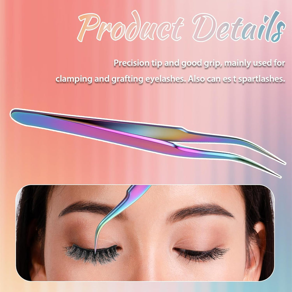 2PCS Sticker Tweezers, Tweezers for Crafting Straight and Curved Tip Tweezer Stainless Tweezer for Stickers Eyelash Extensions Precision Electronics Nail Rhinestone Jewelry, Scrapbooking Tools