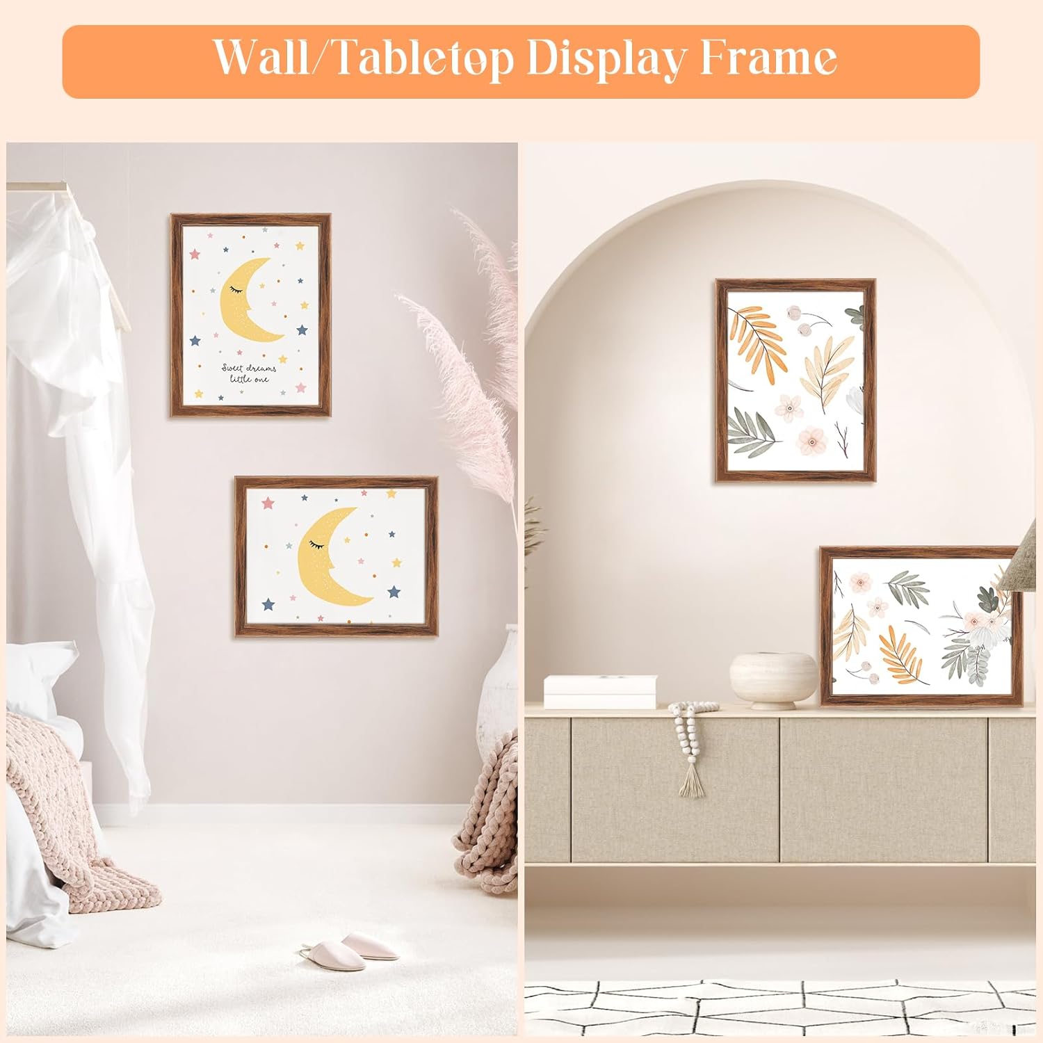 10x13 Wood Frame Brown, Natural Wooden 13x10in Picture Frames, Modern Golden 10 x 13inch Gallery Photo Pic Frame with HD Plexiglass, Horizontal Vertical Wall Mounting Tabletop Display 1Pcs
