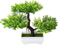 Mini Artificial Bonsai Tree Plants Artificial Plant Welcome Pine Tree with Plastic Cement Pots for Home Office Décor (Green)