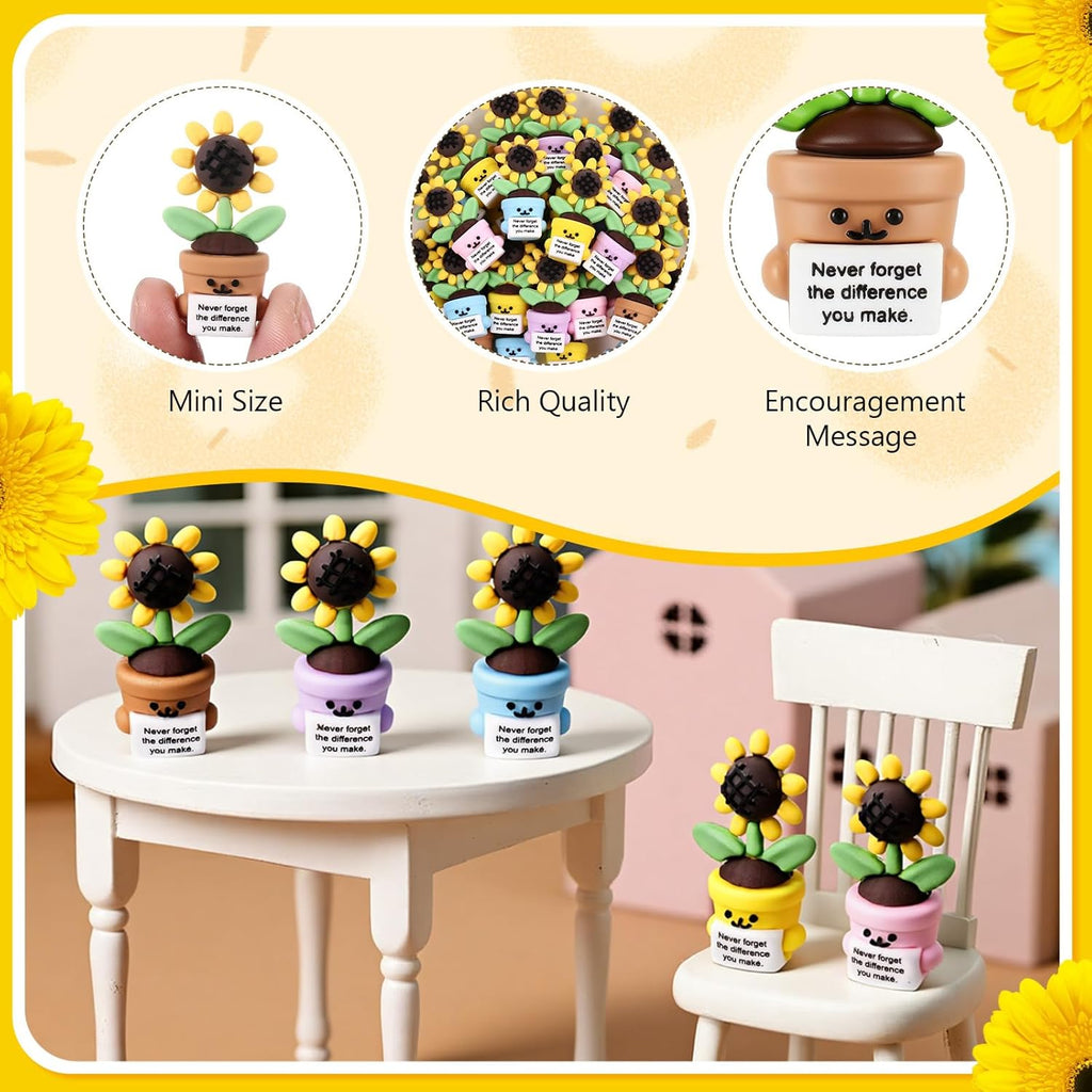 Gejoy 50 Pcs Mini Rubber Sunflower Toys Positive Gifts Colorful Sunflower Figures Decorations and Encouragement Birthday Motivational Gifts for Colleague Staff Teacher