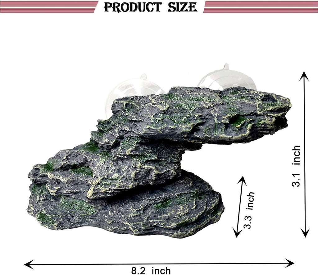 PINVNBY Basking Platform for Turtles Tortoise Dock Resin Resting Rock Reptile Habitat Climbing Ornament Floating Ledge Aquarium Decoration with 2 Pcs Suction Cups for Frogs, Newts,Lizard(3 Pcs)