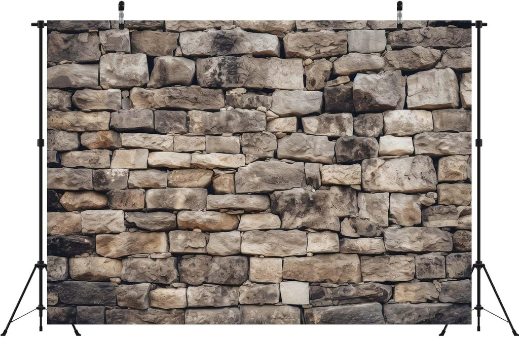 BELECO 5x3ft Fabric Vintage Stone Brick Wall Backdrop Textured Brick Retro Rock Stone Wall Background for Party Decorations Portrait Photoshoot Props