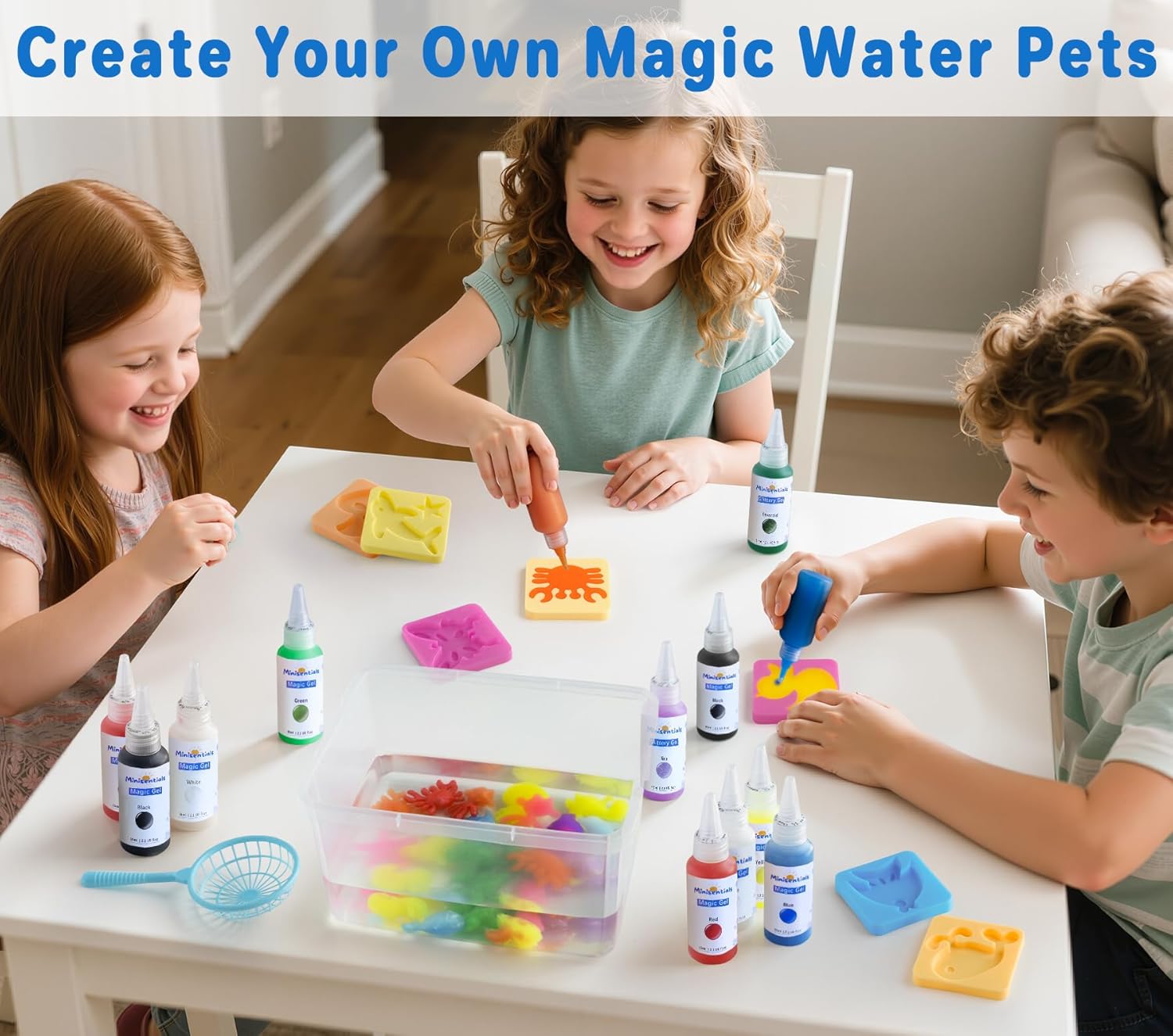 Magic Water Elf Toy Kit - Magic Gel Water Pets with Aquarium Bottle - Make Your Own Squishies Crafts Toys - Crafts Kit for Kids Christmas Gifts Birthday for Girls Boys Age 6 7 8 9 10 Years Old