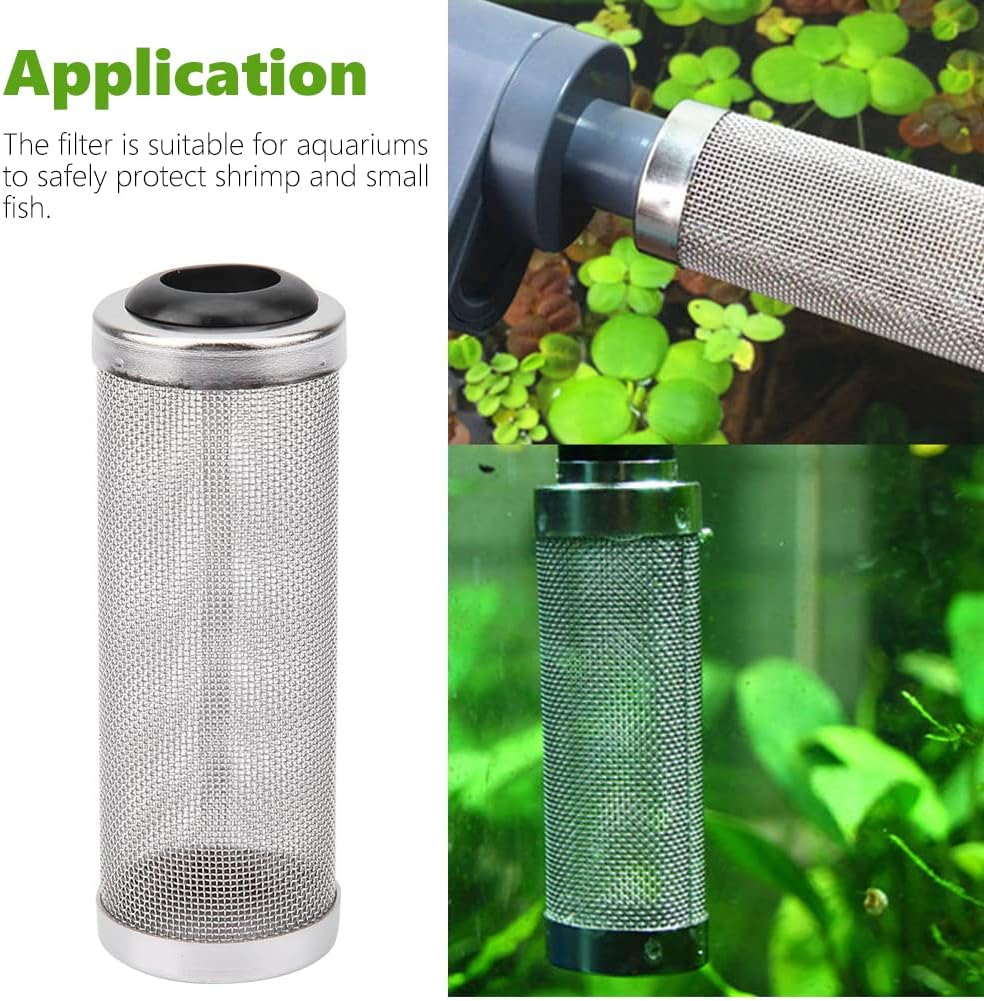 Joyzan Aquarium Intake Filter Mesh, Stainless Steel Inlet Shrimp Cover Guard Strainer Net Inflow Basket Screen Metal Prefilter Tube Accessory Breeding Protector Protecting Fish Tank Inhalation 12mm