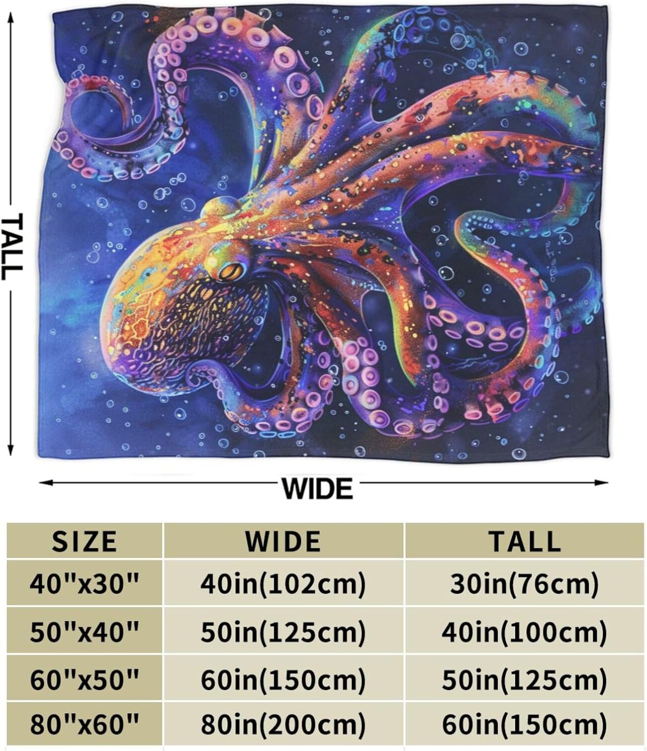 Octopus Blanket Purple Octopus Throw Blanket Ocean Animal Flannel Stuff Merch Cozy Decor Fleece Plush Fuzzy Warm Soft Lightweight Bedding Gifts for Girls Women Men Boy Couch Sofa 60"X50"