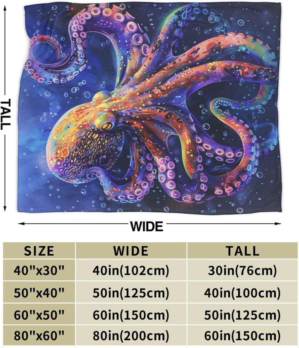 Octopus Blanket Purple Octopus Throw Blanket Ocean Animal Flannel Stuff Merch Cozy Decor Fleece Plush Fuzzy Warm Soft Lightweight Bedding Gifts for Girls Women Men Boy Couch Sofa 80"X60"