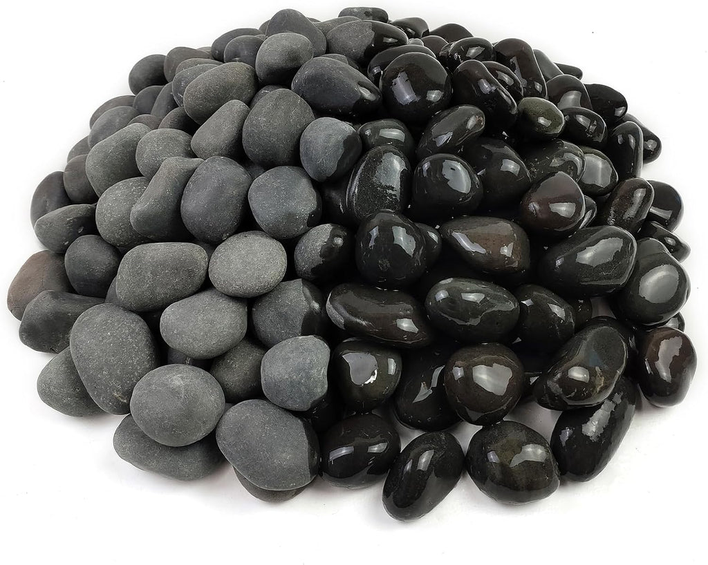 40 lbs Black Stones for Landscaping, 1-2 Inch Small Pebbles Natural Decorative Black River Rocks for Plants Aquarium Outdoor Garden Walkways Paving and Yards