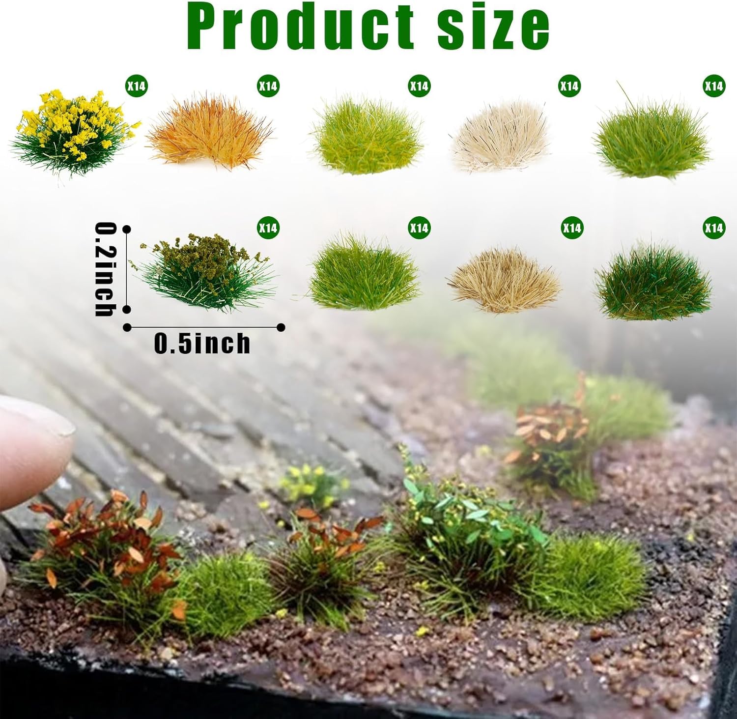 Warmtree 126 Pcs Static Grass Bushy Tufts Lowland Shrubs Tuft Terrain Model Kit for Train Landscape Railroad Scenery Sand Military Layout Model Miniature Bases and Dioramas