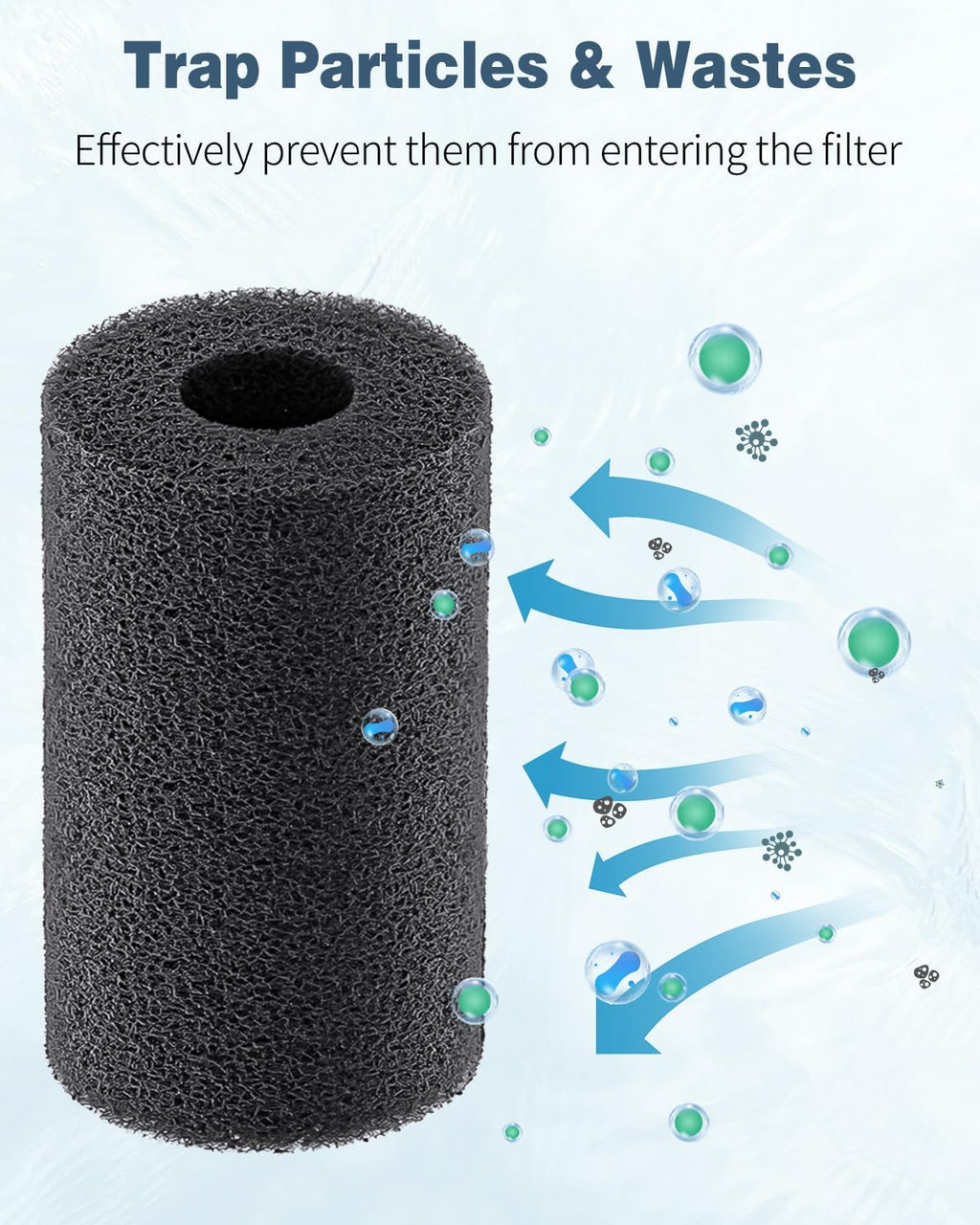 Pawfly 6 Pack Pre-Filter Sponge, 0.6" Aquarium Intake Filter Sponge Foam Cover Rolls for Small Fish Shrimp Fry Fish Tank Covers Accessories
