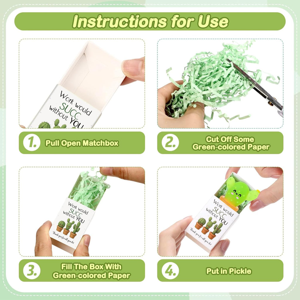 Wettarn 60 Sets Employee Appreciation Gifts Cactus Stress Balls Bulk with Gift Boxes Thank You Party Favors for Employee Coworker Staff Office Positive Relief Toys Desk Decor, Luminous