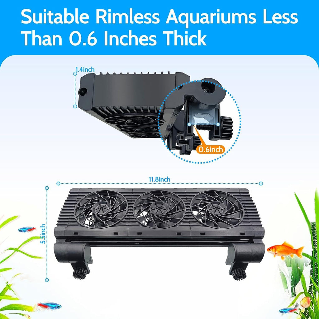 Upgrade Aquarium Fan with Memory Function,Fish Tank Cooling Fan,Aquarium Cooler Water Chiller for Axolotl Betta Fish Accessories with Adjustable Speed and Timer(3 fan)